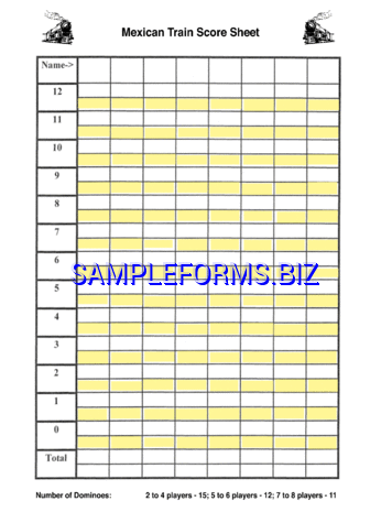 Mexican Train Score Sheet 1 pdf free